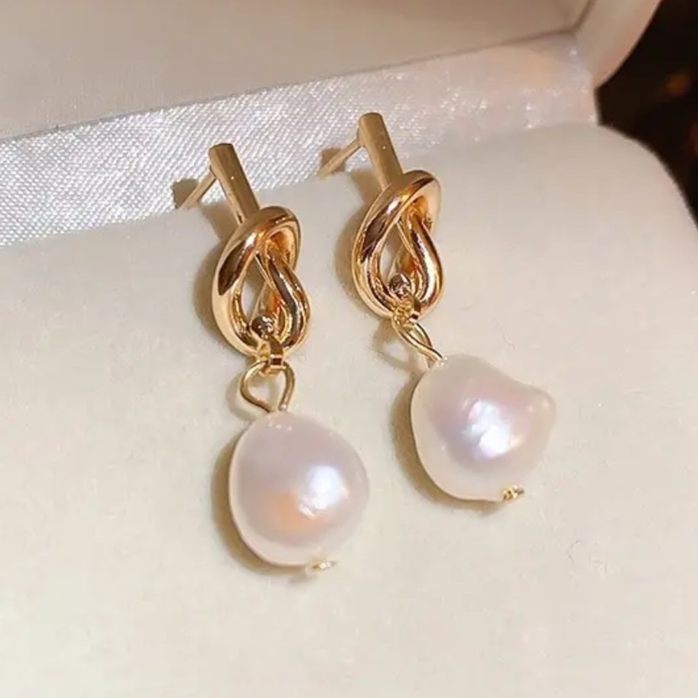 NEW Pearl Elegant Minimalistic Evening Everyday Gold 18k Earrings